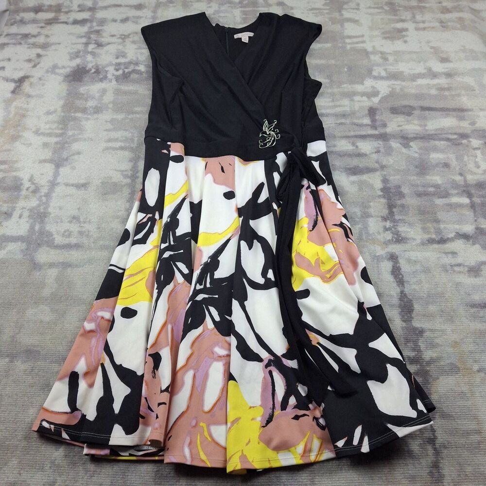 Dressbarn Collection Size 20 Woman A Line Cocktail Dress Abstract Print Cap...